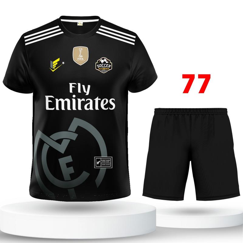  Bộ quần áo đá bóng đồ đá banh Real Ma Rit Đen thun lạnh cao cấp Top Sport 
