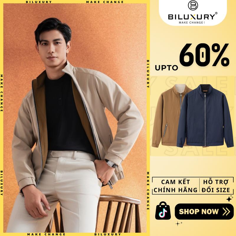 XẢ KHO ĐÓN TẾT Áo Khoác Gió Nam Jacket Biluxury Thiết Kế Mặc 2 Mặt Tiện Lợi Form SlimFit Vừa Người Khỏe Khoắn 8AG2T039 Menswear aokhoac nam