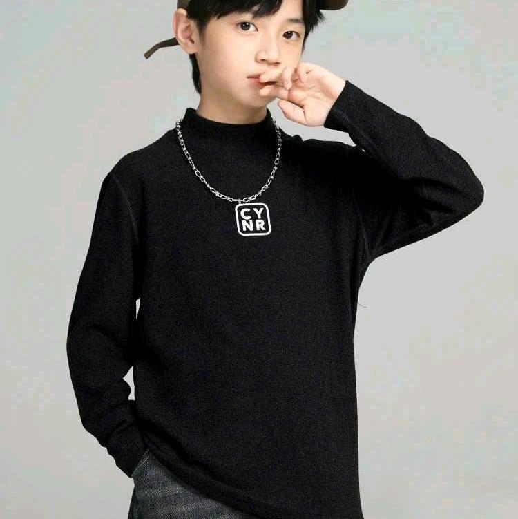  Áo Thun Cổ Cao Dài Tay Bé Trai Vải Thun Lót Lông Dày Dặn Co Giãn Tốt Cho Bé Hoodie Chất Liệu Giữ Nhiệt Lông Cào Mềm Mịn Phong Cách Hàn Quốc Thời Trang 