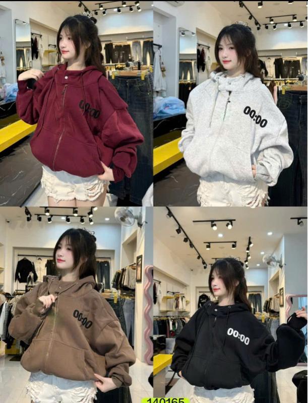 Áo Khoác Hoodies Zip Boxy Có Nút Bấm, Có Túi Trong, Nam Nữ Unisex Top