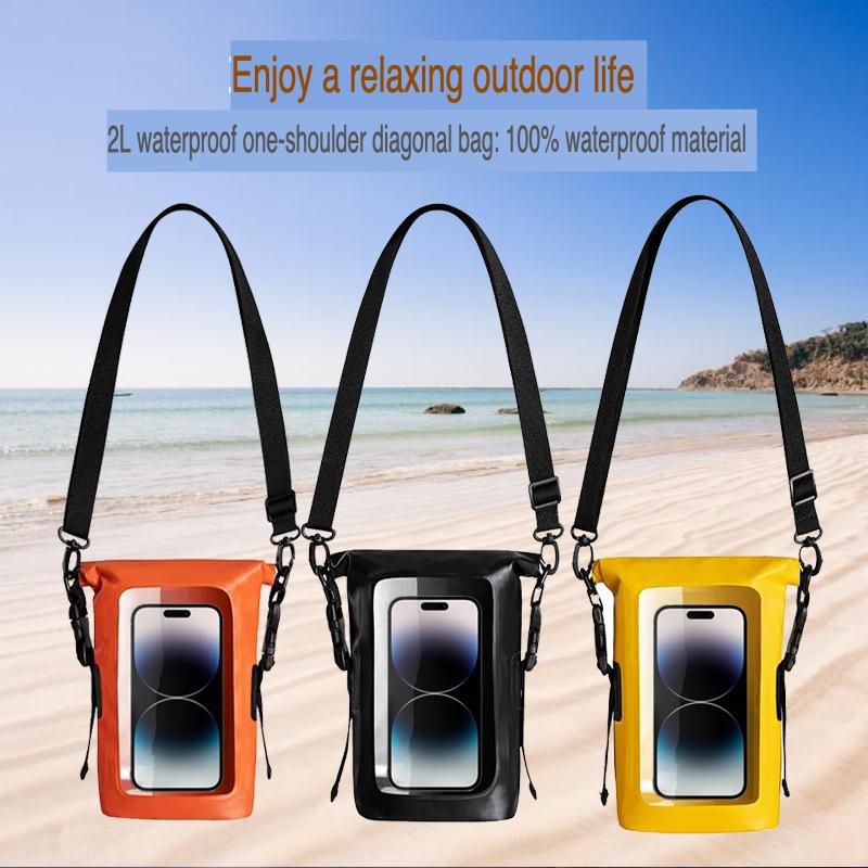 Product Introduction of Outdoor mobile phone water-proof shoulder bag waterproof Drybag seaside beach swimming drifting 2L crossbody bag fashion PVC waterproof bag bag 25