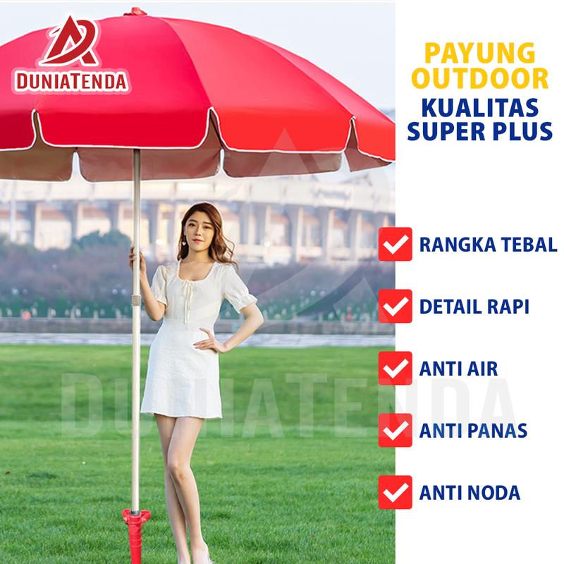 DT Payung Tenda Payung Jualan Payung Jumbo 260 cm Rangka Double Kain 2 Lapis Anti UV Anti Angin Payung Pantai Bazar 5