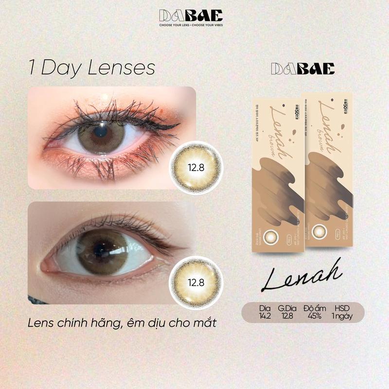  Lens 1 ngày LENAH BROWN màu nâu mật ong có viền - Độ cận 0-8 