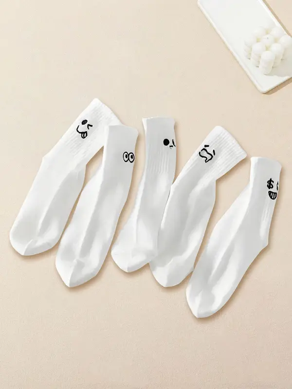 Women's Cartoon Pattern Mid-calf Socks, Cute Comfy Breathable Socks for Daily Wear, Women's Socks for Summer 3