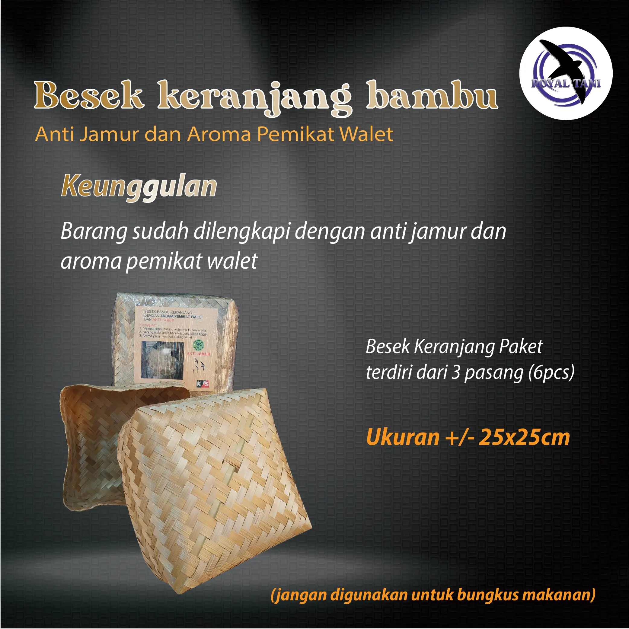 Besek Keranjang (Anti Jamur dan Aroma Pemikat Walet) | Besek untuk Sarang Walet | Anti Jamur Sarang Walet | Pemikat Burung Walet | Besek Bambu Walet
