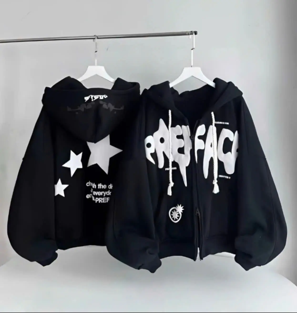 Áo Khoác Hoodie Nam Nữ FREFACE Ngôi Sao In Nổi Siêu Xinh HOT Trend Jacket Menswear