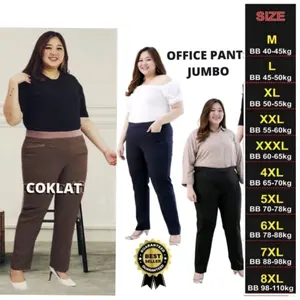 Celana Kerja Panjang Wanita Premium Super Jumbo 6L.7L.8L Muat BB 115kg,Celana Pembina Pramuka coklat tua guru bahan tebal dan lentur  Formal Kantor