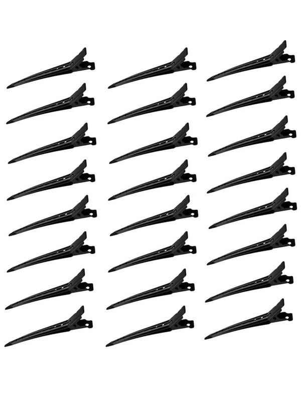 Solid Color Hair Clip (24pcs), Large Duckbill Hair Styling Clip, Hairdressing Clip, Hand Push Corrugated Clip, Partition Positioning Clip 0