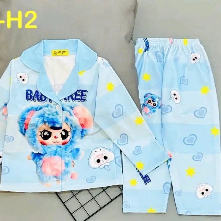 14_42 kí pijama TDQD cho bé gái in hình dễ thương vải thun lạnh Voi
