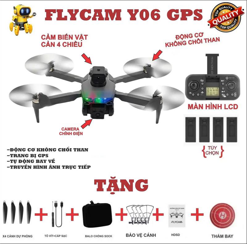 Flycam S33 GPS(Y06)y update N610/N619 +Động cơ không chổi than +2 camera +gps có màn hình lcd giữ vị trí new 2024 Drone Phụ Kiện  Drone Chụp Ảnh