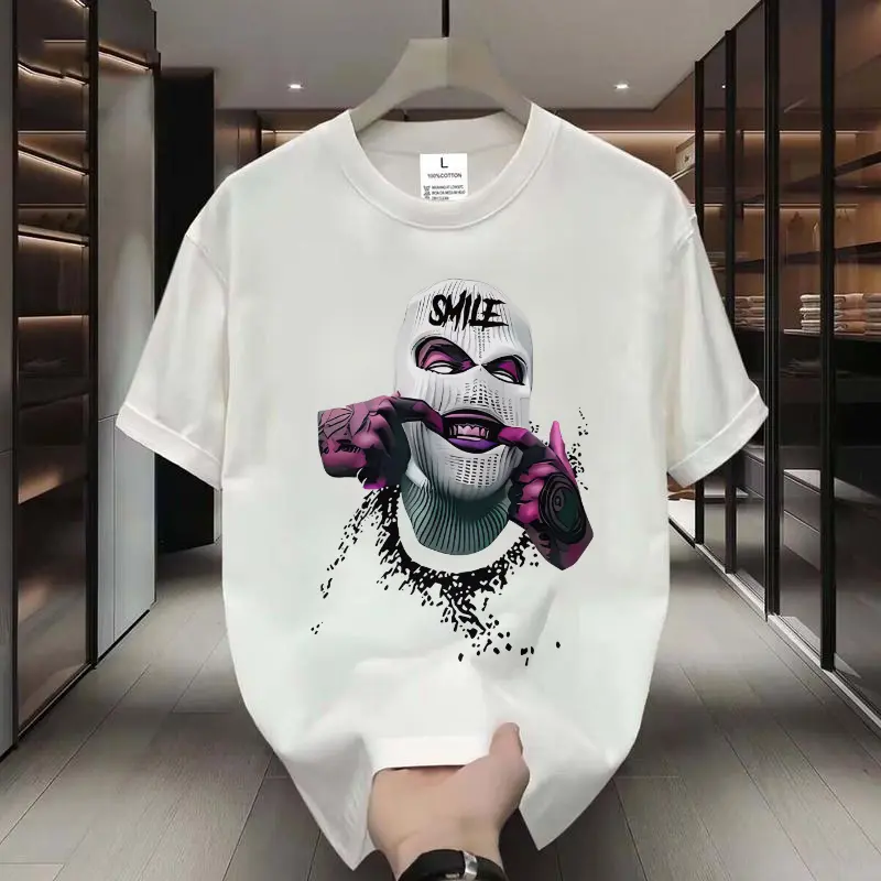 เสื้อยืดแขนสั้น unisex เสื้อยืดสีขาวดำ ผ้าฝ้ายแท้ สีทึบ เรียบง่ายและง่ายต่อการจับคู่ ฤดูร้อน Man Clothing ผู้ชาย ผ้าไหม ผ้าสำลี