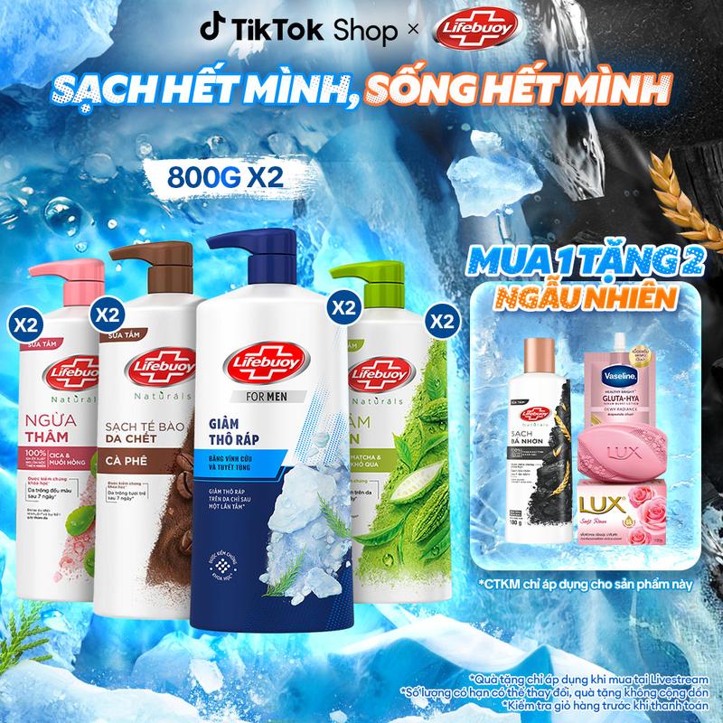 Combo 2 Sữa tắm Lifebuoy Chăm Sóc Chuyên Sâu, giúp detox sạch sâu và giảm mụn trên da 800g x2 [1]
