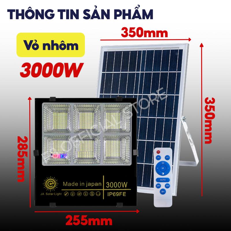[ Vỏ Nhôm ] Đèn Pha năng lượng mặt trời 6 Khoang 3000w, Sáng 12-16 tiếng, Ip69 kháng nước Thế Hệ Mới, Bảo hành 3 năm tại xưởng VN