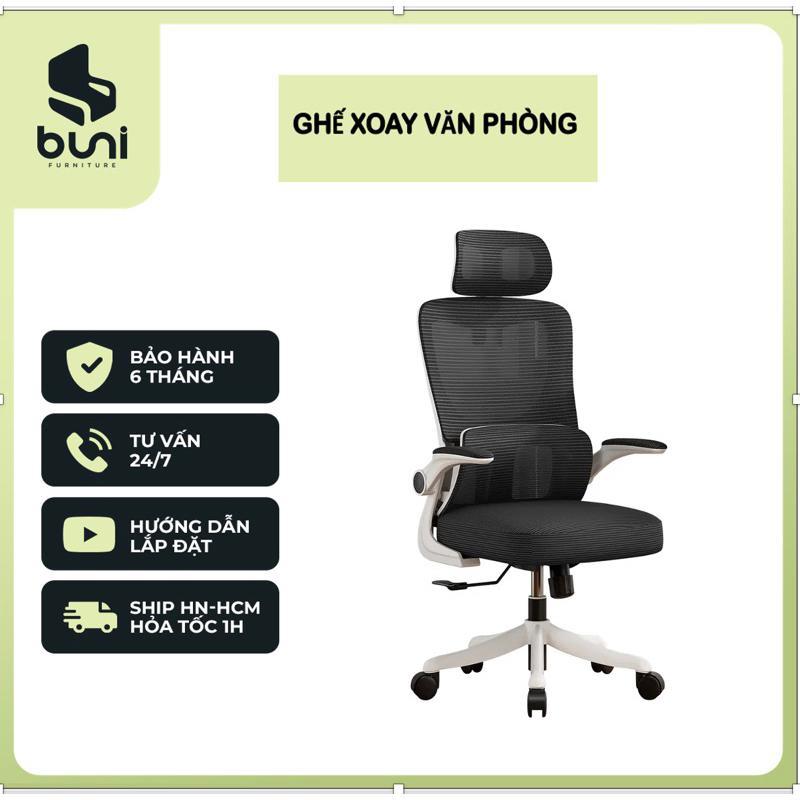 CTH08 - Ghế Công Thái Học BN08 ,vải lưới thoáng khí, tựa lưng êm ái,tựa đầu và cổ, kê tay tiện ích