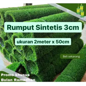 Rumput Sintetis Swiss 3cm Premium Grade A+ Ukuran 2 Meter x 50cm Tahan Api & Mudah Padam Karpet Rumput Sintetis Import Quality Full Green Backing Hitam