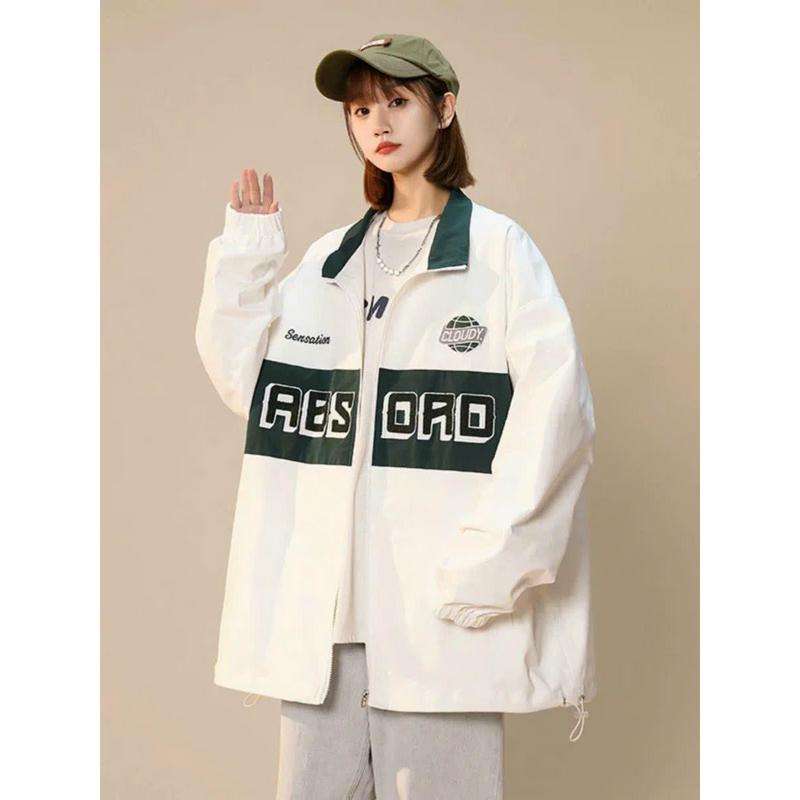 ÁO KHOÁC DÙ FORM RỘNG KHÔNG NÓN SIZE 90KG CHO CÁC CHÀNG LUNAS FASHION Nữ Top Women Jacket Voi Kem Trắng