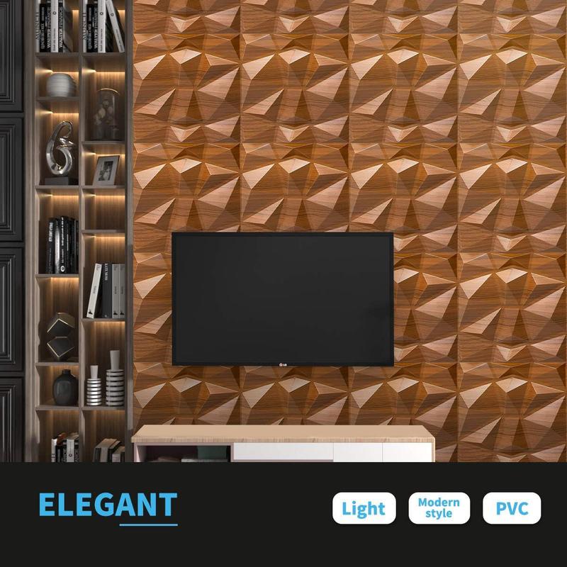 Geometric Pattern Wall Panel with Tape, 12/20/30pcs Waterproof 3D Wall Decor Diamond Panel, Durable Wall Decor for Living Room & Bedroom 9