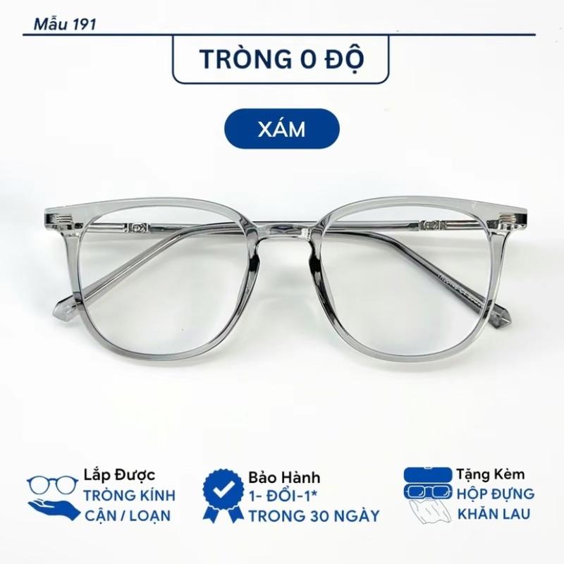 Kính mắt thời trang gọng kính mắt kính vuông không độ nữ nam cao cấp chống ánh sáng xanh thay được tròng kính cận phong cách Hàn Quốc 191 4
