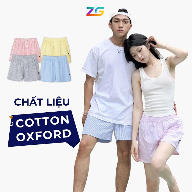 Quần Short Nam Nữ Vải Oxford Cao Cấp Họa Tiết Kẻ Sọc Form Ống Rộng Thoải Mái QNGU11  Menswear Quần Lửng Ong Women Lưng Cao Pants