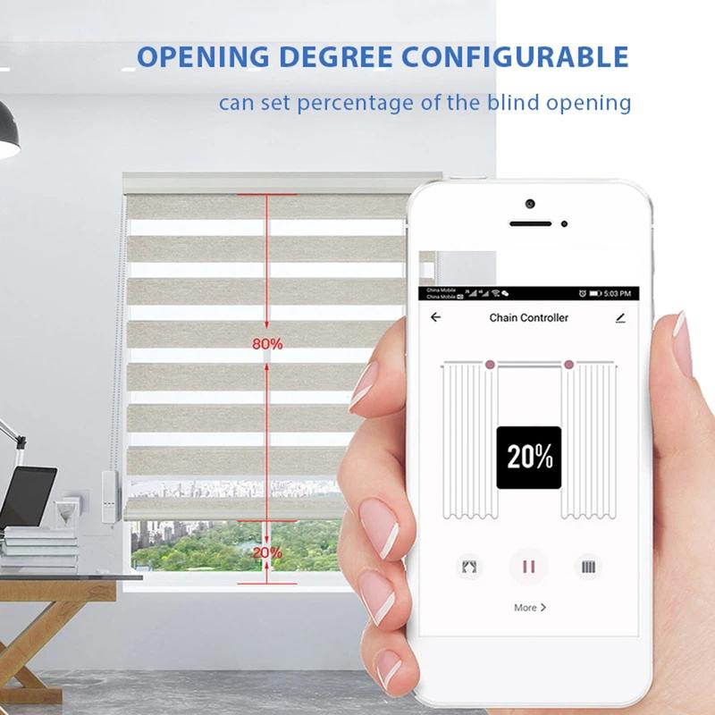 Product Introduction of WiFi Smart Motorized Chain Roller  Shower Curtain Blinds Shade Shutter Drive Electric Curtain Motor RF Remote Automation Kit Tuya Smart Life App Control Via Alexa/Google 31