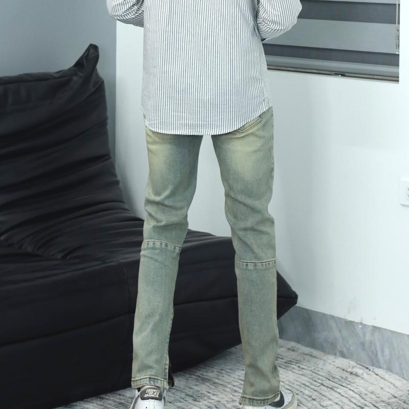 Quần jean nam streetwear cao cấp BEAR STREETWEAR,3 màu xanh vàng, vàng cam, xám,form slimfit,vải denim co giãn (sk032) 4