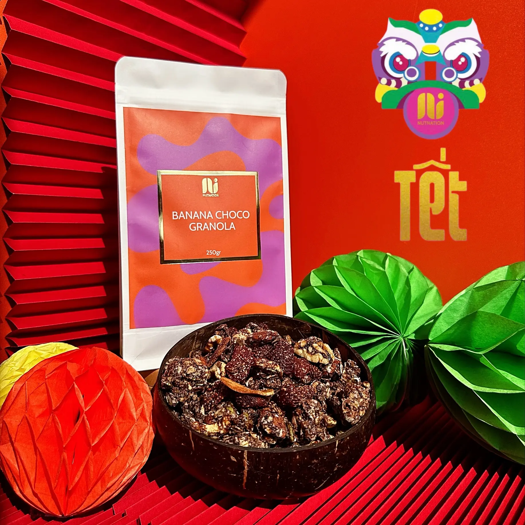 Nutnation Granola Vị Choco Chuối - Gói 250g - Siêu hạt mix dinh dưỡng
