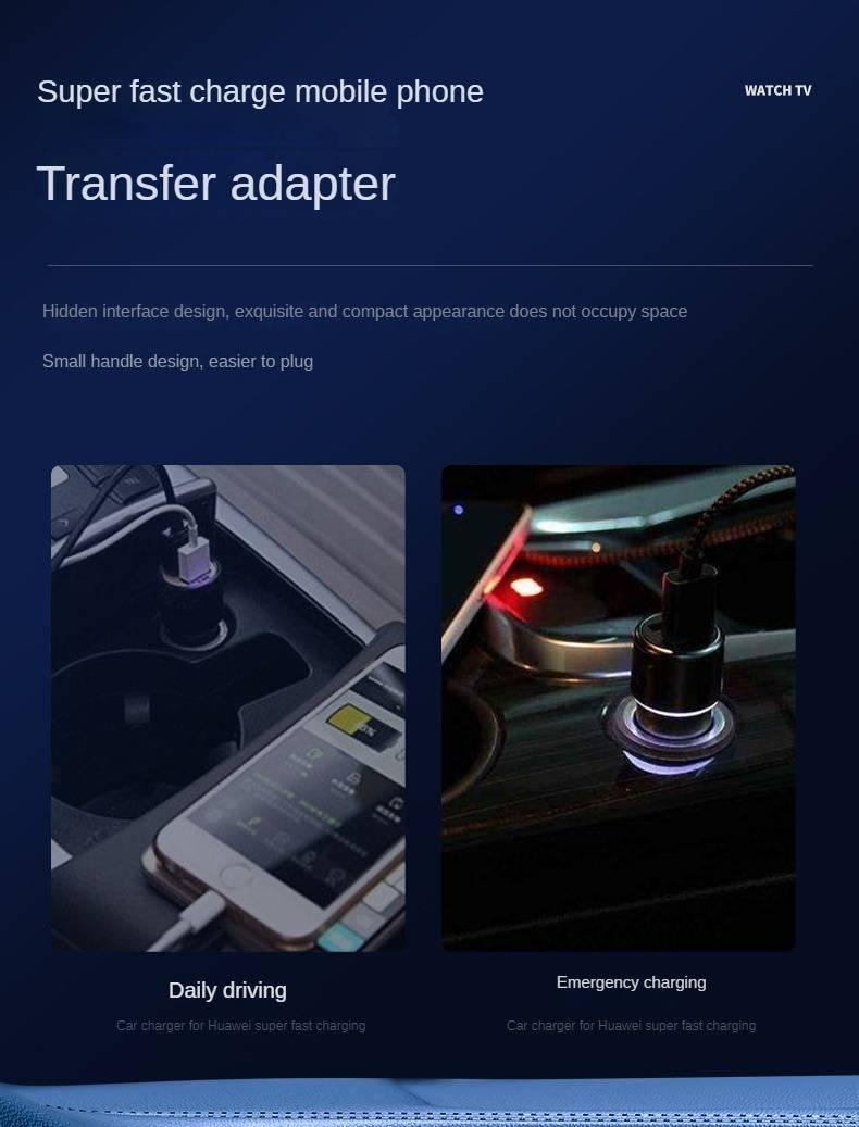 Product Introduction of 100W Mini Car  Charger , Car 12V/24V Converter Plug , Car    Usb Expansion Plug For iPhone / Oneplus  /Samsung / Vivo /Oppo /Huawei /Glory Mini Invisible Dual Port Car Charger car  charger fast charging 20