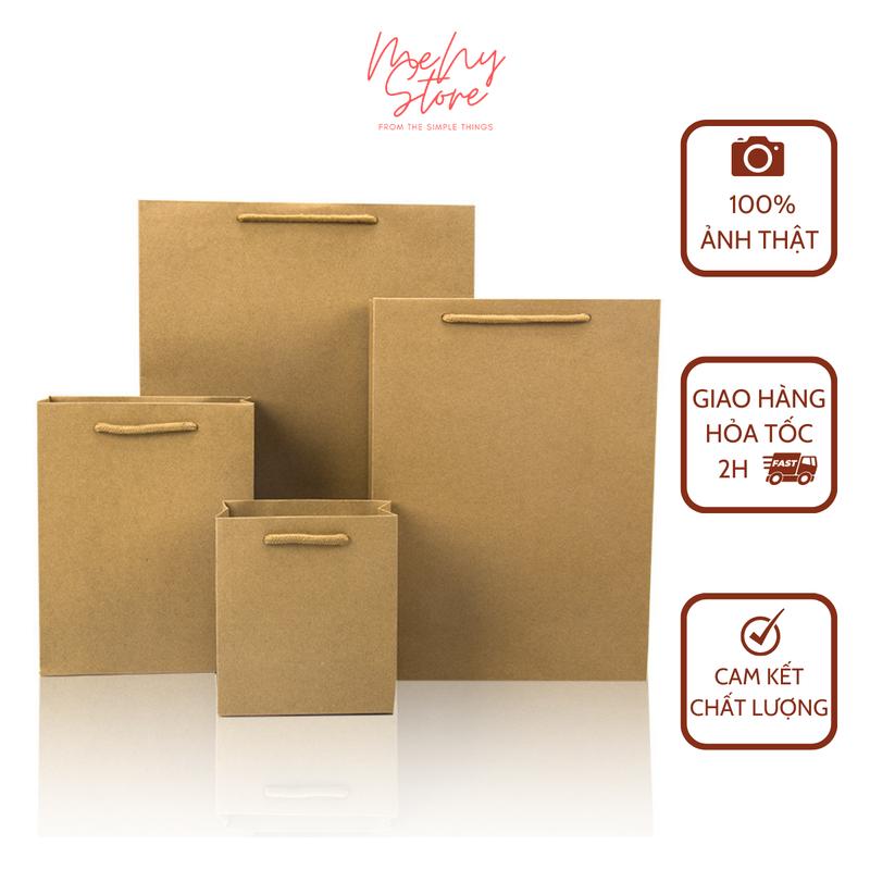 Túi giấy đựng quà Kraft trơn, túi quà xi măng có quai xách loại dày đẹp nhiều kích cỡ
