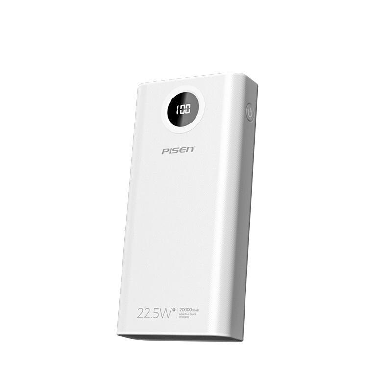 Cục sạc Pisen LS-DY87 20000mAh có LCD - hỗ trợ QC 3.0/ 2.0/ PD 22.5W (Trắng)