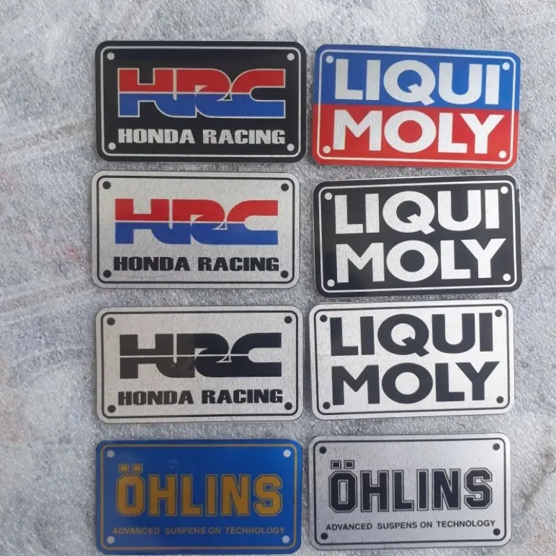 Emblem Hugger Air blade Hrc/liqui moly/Ohlins bahan aluminium
