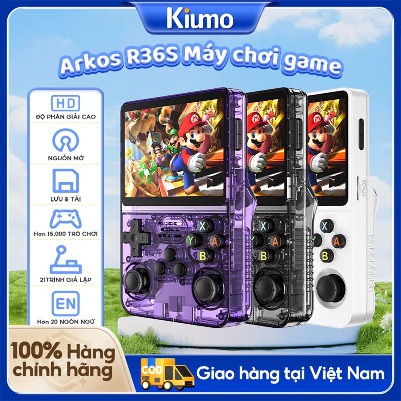 Kiumo【128G/64G+OS R36S Máy chơi game cầm tay Arkos, RK3326 Quad-Core, 15.000 trò chơi cổ điển, màn hình IPS HD 3,5 inch