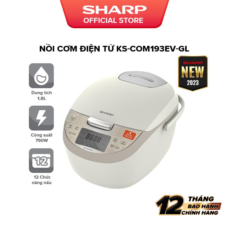 Nồi Cơm Điện Tử Sharp KS-COM193EV-GL 1.8L [Nấu cơm và 11 Chức năng nấu, Màn LCD, Lòng nồi 3 lớp ] Cooker