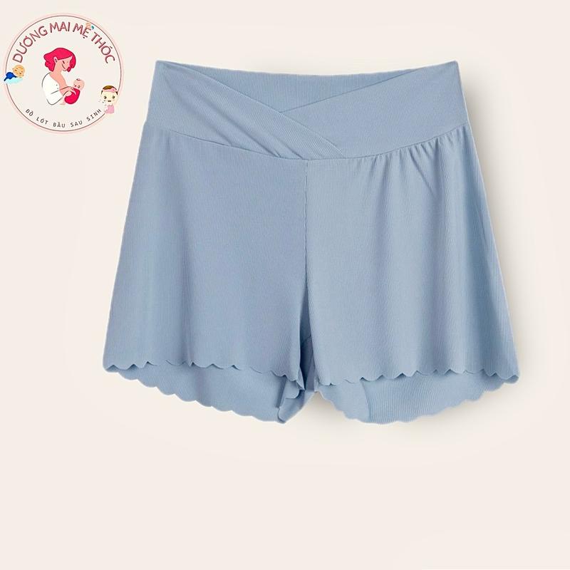 Quần BẦU RÁNG RỘNG. Quần đùi Váy Cạp Chéo )Cotton Tăm Thoáng mát ,Quần Cạp Chéo Lưng thấp cho Mẹ Bầu Váy Bầu Đầm Bầu Len Legging Sandal Voi