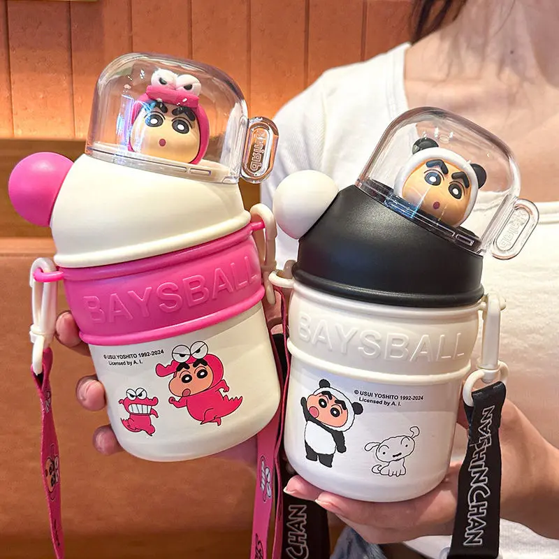 Bình Nước Shin Chan Bút Chì Màu, 420ml, Cốc Cách Nhiệt, Cốc Nước Doraemon, Sử Dụng Kép Dopamine, Cốc Ống Hút, Thích Hợp Cho Học Sinh Và Trẻ Em, Cốc Đi Học
