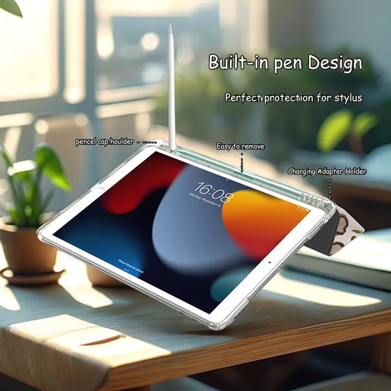 Fashion Pattern Tablet Case with Pen Holder, Foldable Tablet Protective Cover, Tablet Protector for iPad Air (2022, 5th/4th Gen), iPad Pro 11 inch, iPad 5/6/Pro 9.7 inch, iPad Pro 13 inch, iPad Mini 4/5/6/7 5