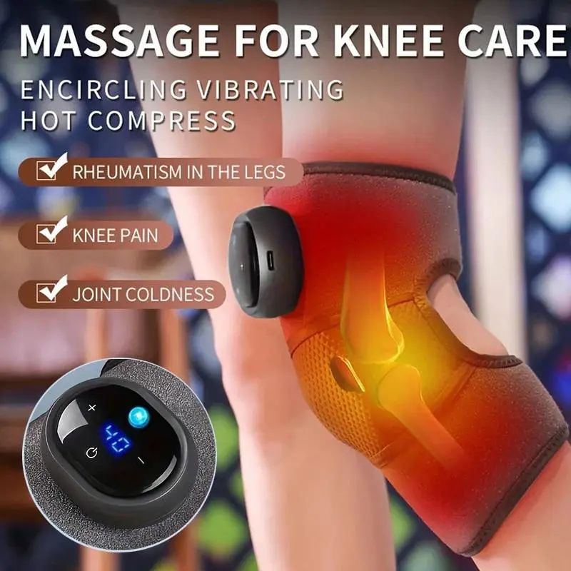Knee Massager, 3 Vibration Modes & 5 Heat Levels Knee Massage Tool, USB Rechargeable Knee Support, Ideal Heating Pad for Relaxation and Recovery 2