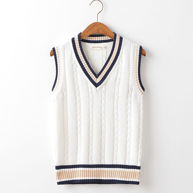 Product Introduction of Knitwear  Áo Len Chui Đầu Dày Cổ Chữ V Cho Nam, Áo Vest Len Không Tay, Áo Ghi Lê Len Dệt Kim Phong Cách Preppy, Áo Ghi Lê Cotton Nguyên Chất 10