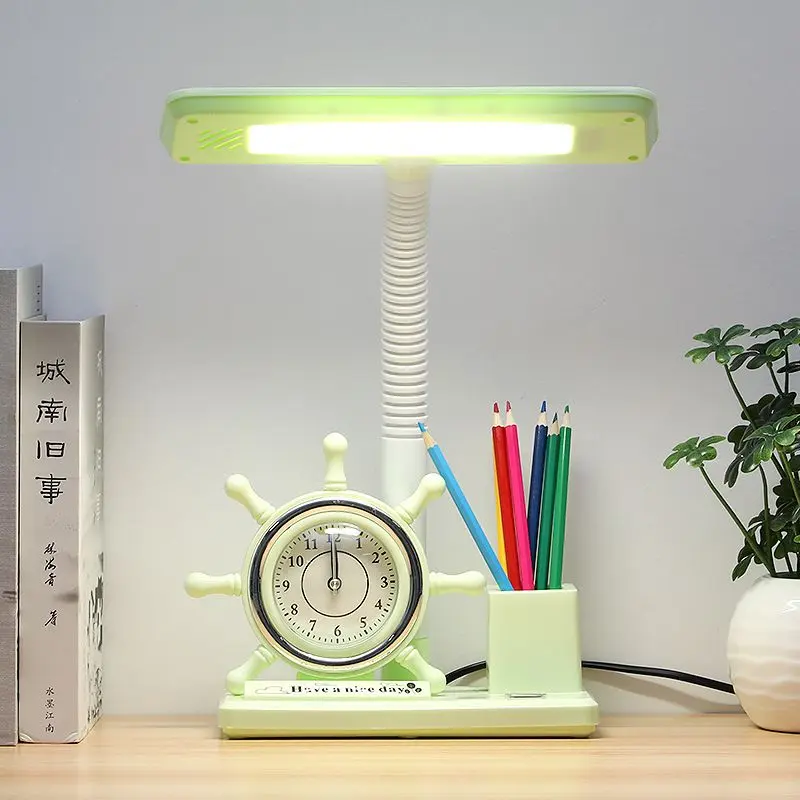 Đèn Bàn Cắm Điện Guangshibao, Đa Chức Năng, Đèn Hoạt Hình, Đồng Hồ Báo Thức, Có Giá Đỡ Bút, Đèn LED Có Thể Thay Đổi Ba Màu, Quà Tặng Cho Một Thế Hệ 2