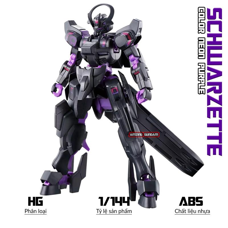 Mô hình HG Schwarzette Custom Neon Color, 1/144 Gundam, Mô hình nhựa, Đồ chơi xếp hình Mecha