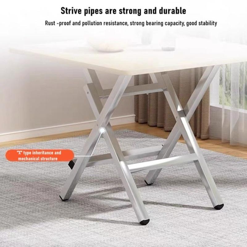 XiaoZhou-Foldable Dining Table - Warm White, 70x70x72cm, Artificial Plate, 25kg Load 6