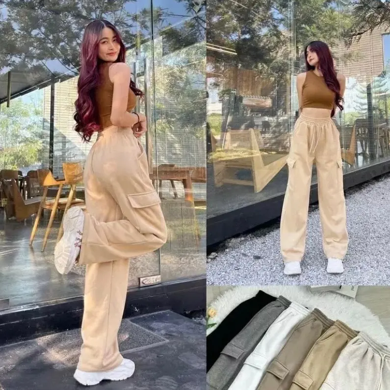 Celana Jogger Sweetpants - Celana Cargo Jogger Wanita 4