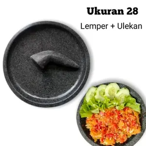 COBEK BATU / LEMPER  BATU ASLI DARI BATU 28 CM PLUS ULEKAN / PENGHALUS NYA
