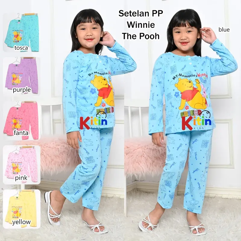 VI - SETELAN BAJU TIDUR DAN PIYAMA ANAK CEWEK/PEREMPUAN MURAH MOTIF KITTY MCKEY DORAEMON BEAR RANDOM MIXUE ICE CREAM  2-12 TAHUN BAHAN KAOS 4
