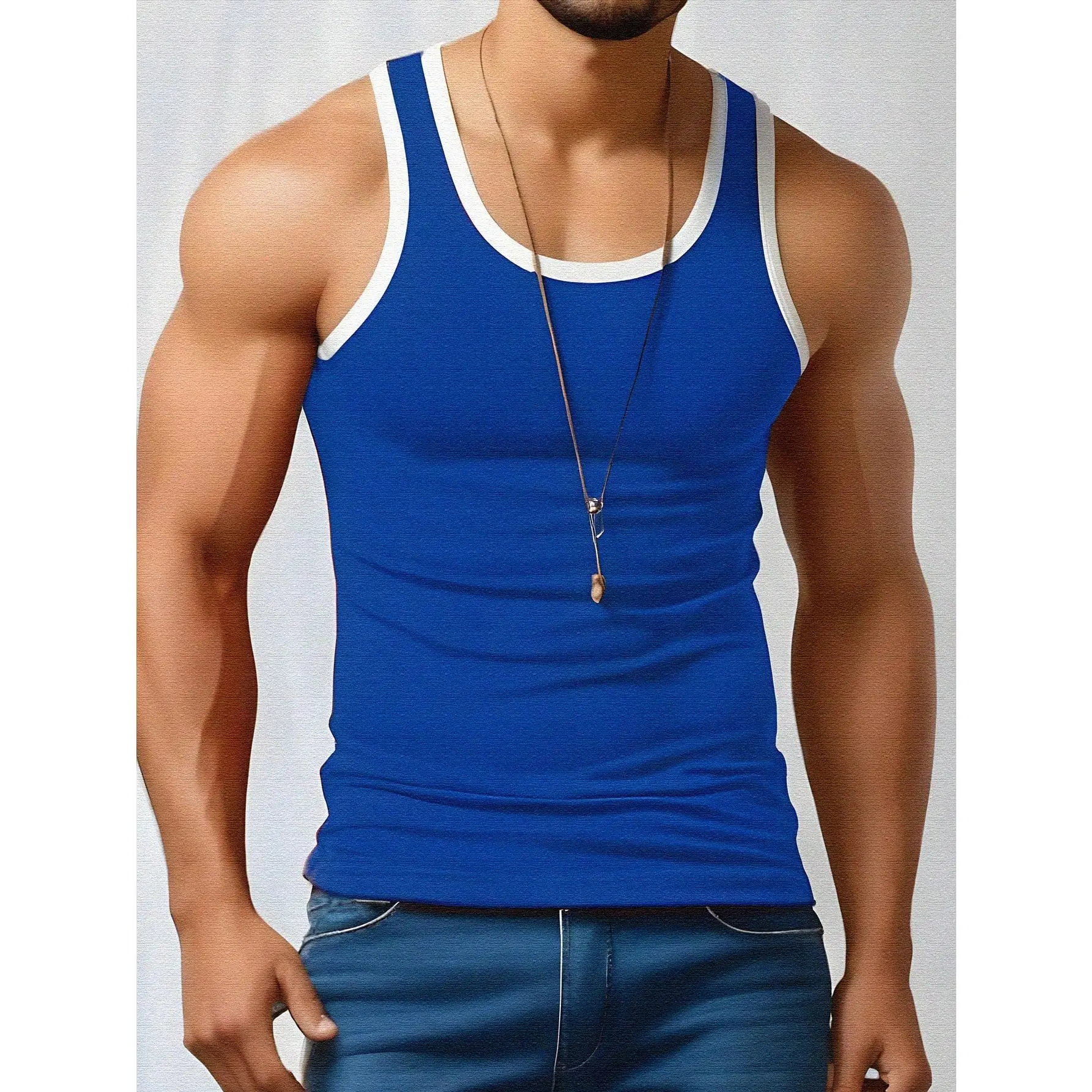 Manfinity Dauomo Men's Summer Bound Neck Casual Tank Top Menswear Socks