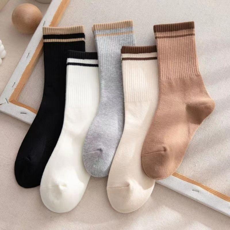 Tất Nữ Phong Cách Hàn Quốc, Sọc Maillard, Thiết Kế Đơn Giản, Độ Đàn Hồi Cao, Tất Nữ Thường Ngày Thoải Mái Và Thoáng Khí, Thích Hợp Cho Quần Áo Nữ 2