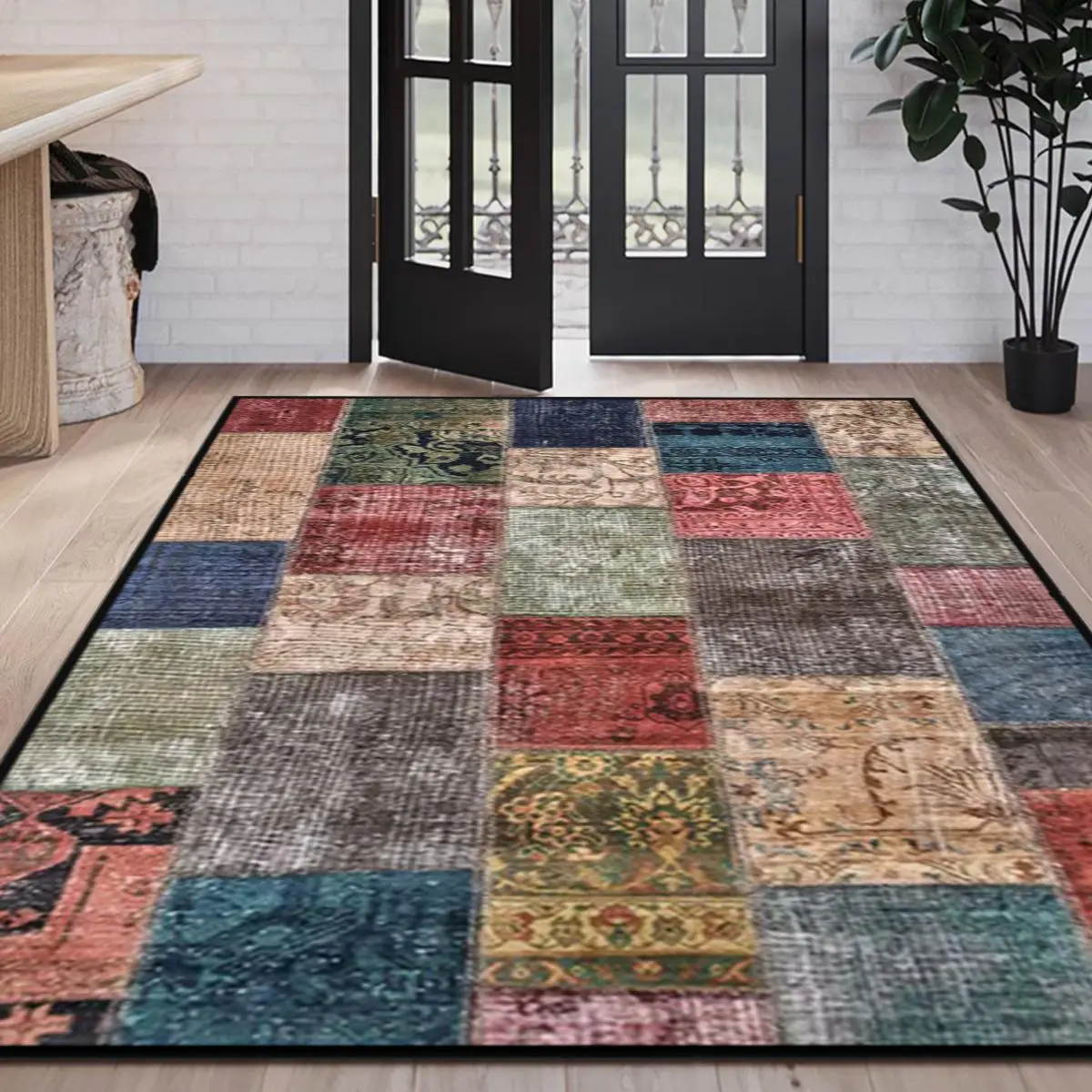 Vintage Boho Style Rug, 1 Count Non-slip Washable Soft Floor Mat, Decorative Carpet for Home Living Room Bedroom Study Room