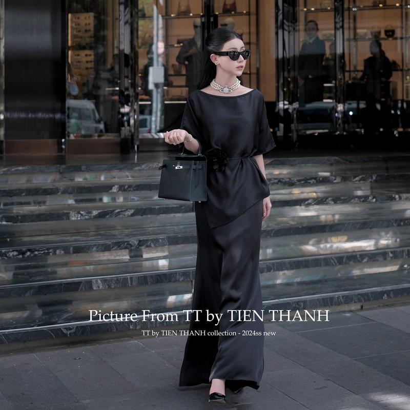 Bộ đồ Julie từ T T by TIENTHANH - Chân váy đuôi cá, áo đơn giản lệch vai - Màu trắng/đen/nude đậm/nude nhạt/đỏ đô/xám tây - Chất liệu lụa Hàn Châu - Kích thước S/M/L - Nữ, Women Nữ Top 7