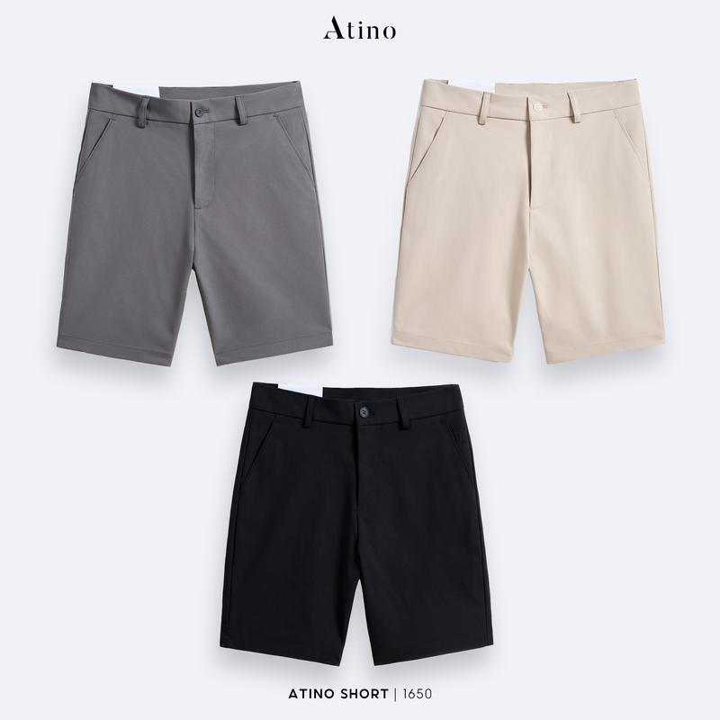Quần Short Âu Nam Kaki Cạp Khuy ATINO Regular 31.3.1650 Menswear Đen Bi quần âu