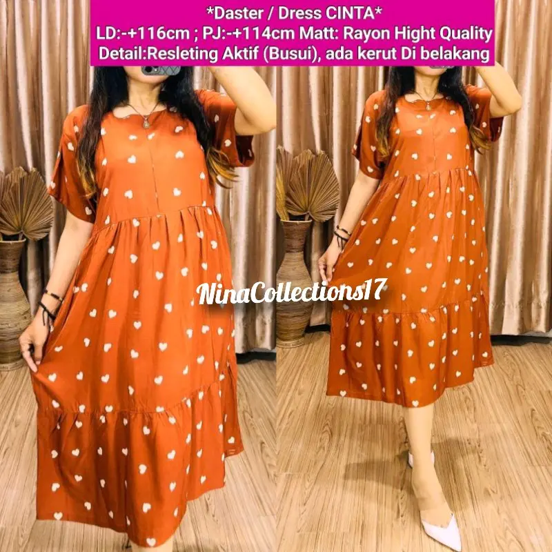 Daster Dress Cinta Rayon Adem Resleting Busui Karet Belakang 1