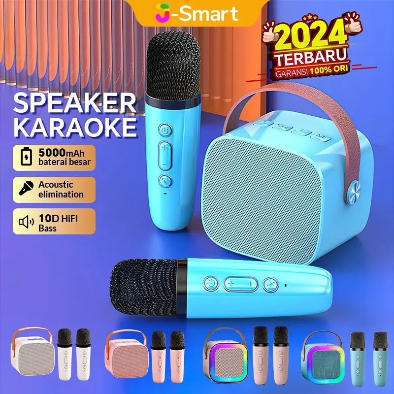 100% Original mini Karaoke speaker bluetooth Bass K1 Microphone Premium set lengkap speaker bluetooth mic wireless 0